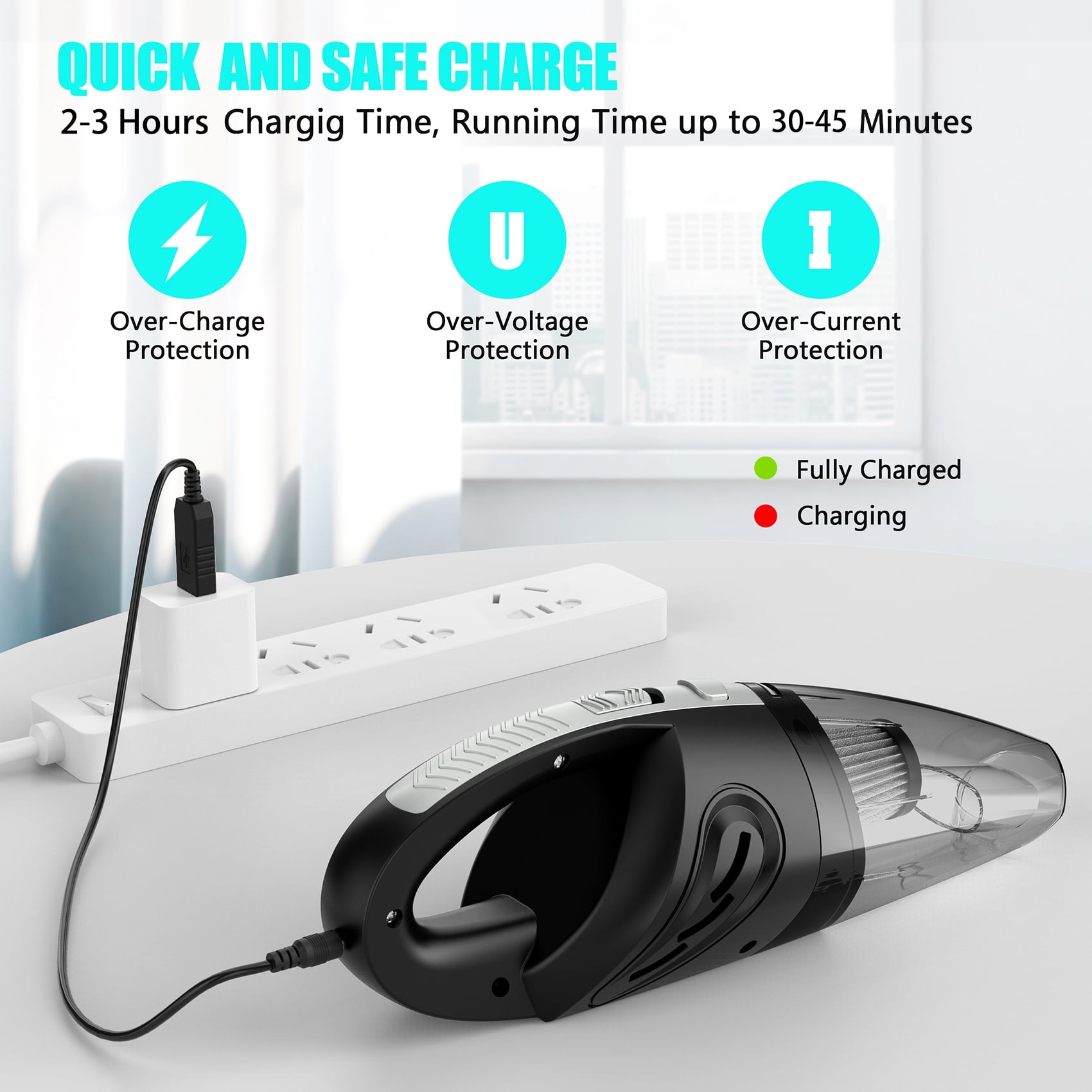 Juyafio Cordless Handheld Vacuum with 10000PA Powerful Suction, Portable Rechargeable Car Vacuum Cleaner For Car,Home