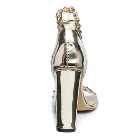 

Aayomet Sandals for Women Casual Color Shoes Toe High Transparent Women Heels Transparent Solid Single Sandals LaceUp Women s Gold 8.5