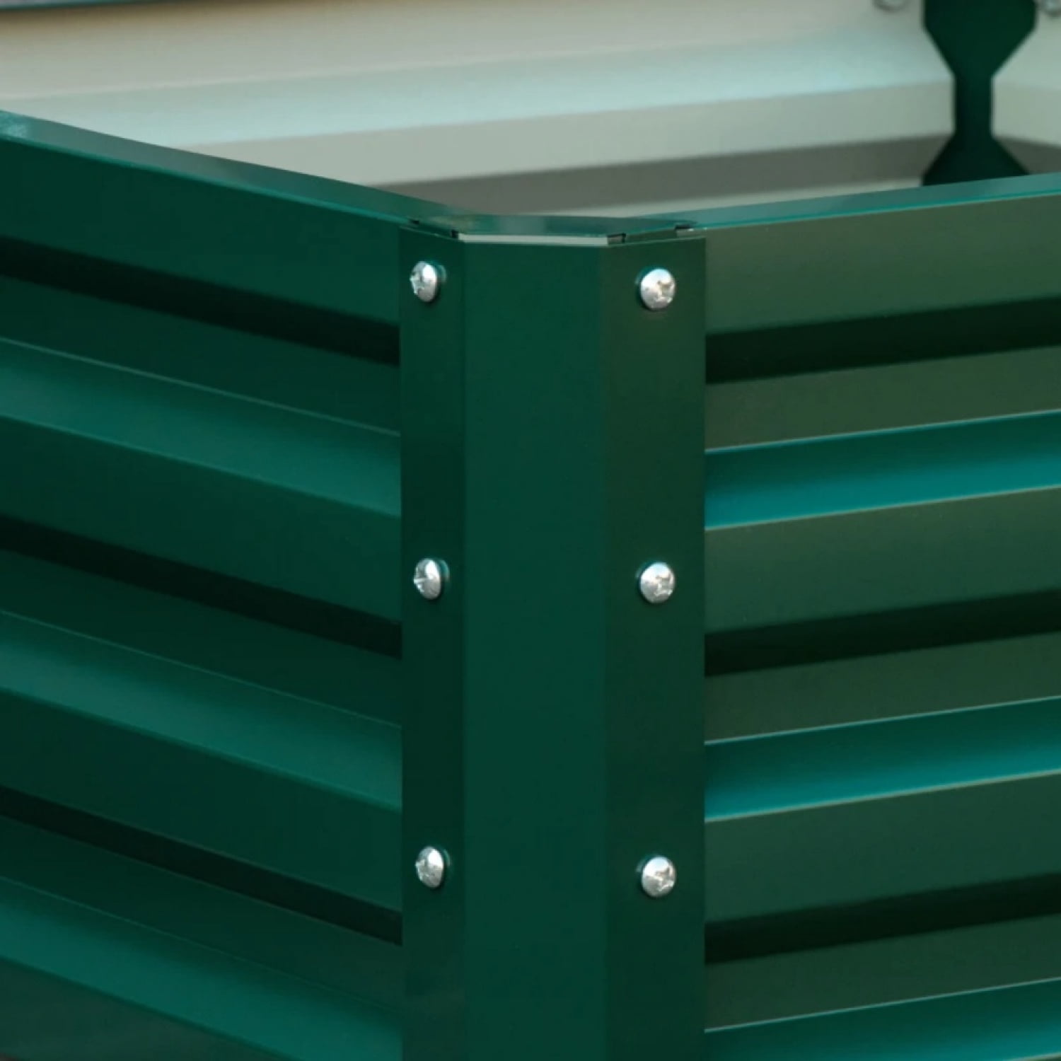 Set of 2 Square Metal Raised Garden Bed 23.5 x 23.5 x 12 Green Powder Coated Steel Planter Box for Vegetables Herbs Flowers