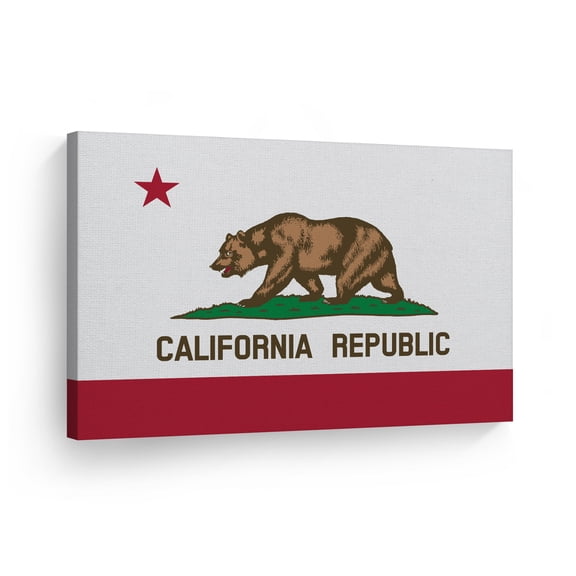 Smile Art Design California State Flag CANVAS PRINT State Capital of USA Flag Canvas Wall Art US State Flag Wall Art Home Decoration Living Room Dorm Office Decor Ready to Hang Made in USA 30x40