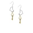 thumbnail image 2 of Delight Jewelry Goldtone Trefoil Key with Crystals Open Heart French Earrings, 2 of 4