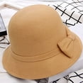 thumbnail image 3 of D-GROEE Women's Felt Fedora Hat Short Brim Vintage Classic Wool Bowknot Decor Lady's Round Dome Hat, 3 of 8