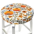 thumbnail image 3 of Naloa Autumn Pumpkin Blossoms Round Bar Stool Cushion Cover 12-14 inch, Fits Kitchen, Office, Restaurant Chairs - {sizeName}14 inch, 3 of 7