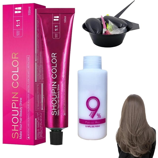 Tinte para el cabello sin decoloración, color nutritivo , sin daños, cobertura profesional de canas para hombres y mujeres (té con leche, marrón grisáceo)