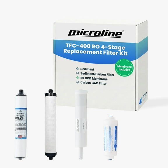 Microline TFC-400 Reverse Osmosis Replacement Filter Kit, 4-Stage RO System Maintenance Set