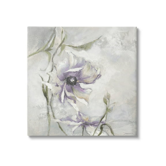 Stupell Industries Grey & Purple Flower Botanical & Floral Painting Gallery Wrapped Canvas Art Print Wall Art, 17 x 17