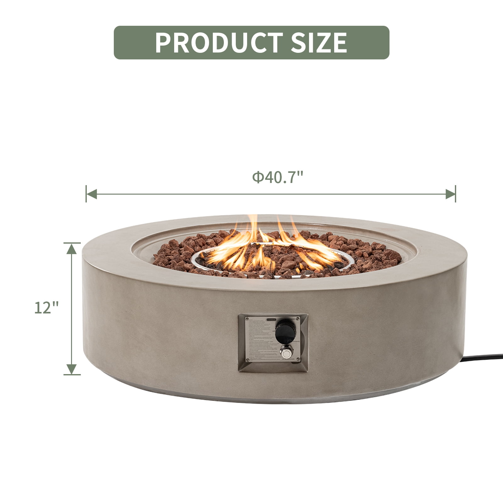 VENTOPYR Outdoor 41-inch Propane Concrete Fire Pit Coffee Table