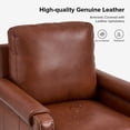 thumbnail image 3 of Tina's Home Mid-century Modern Genuine Leather Accent Armchair with Unique Arm Design, Nailhead Trim & Loose Cushion, Living Room / Bedroom Chair, Brown, Assembly Required, 3 of 8