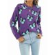 thumbnail image 3 of Suéteres de Punto con Estampado de Mariposas para Mujer, Informales, de Larga y Cuello Redondo Púrpura M, 3 of 10