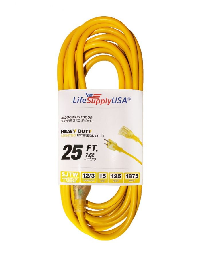 extension cord indoor outdoor heavy duty 3 wire grounded 16 awg ul listed 25ft 