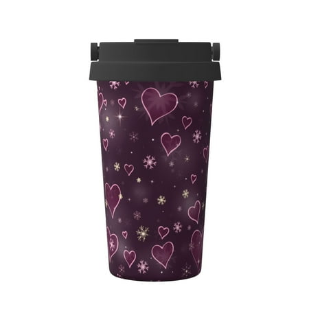 

KLL Snowflakes and Hearts Pattern Stainless Steel Vacuum Insulated Tumbler - Carry Insulated Coffee Mug - Reusable Insulated Cold Brew Iced Coffee Cup Thermos