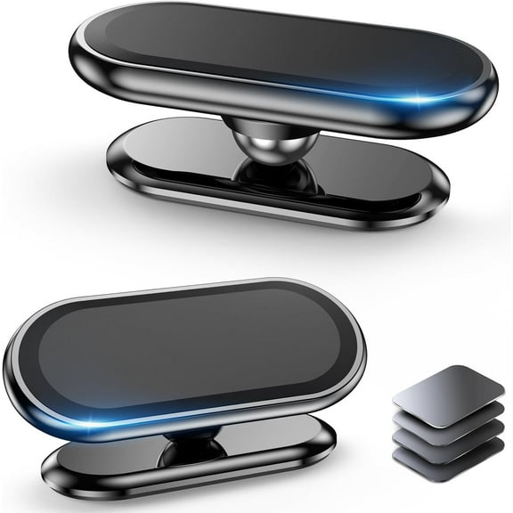 【2-PACK】Magnetic phone holder for car, [ Super Strong Magnet ] [ with 4 Metal Plate ] cell phone carmount for iPhone Magnetic [ 360° Rotation ] Universal Dashboard adhesive Car Magnetic Phone Mount
