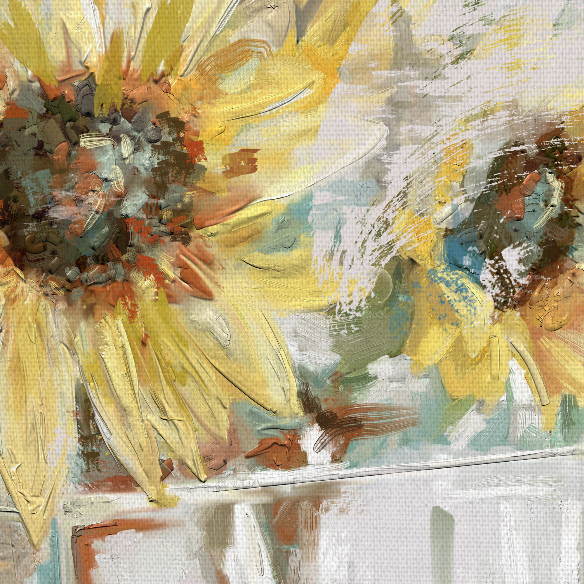 Masterpiece Art Gallery Tournesols Sunflower In Vase By Studio Arts Canvas Art Print 24" x 36"