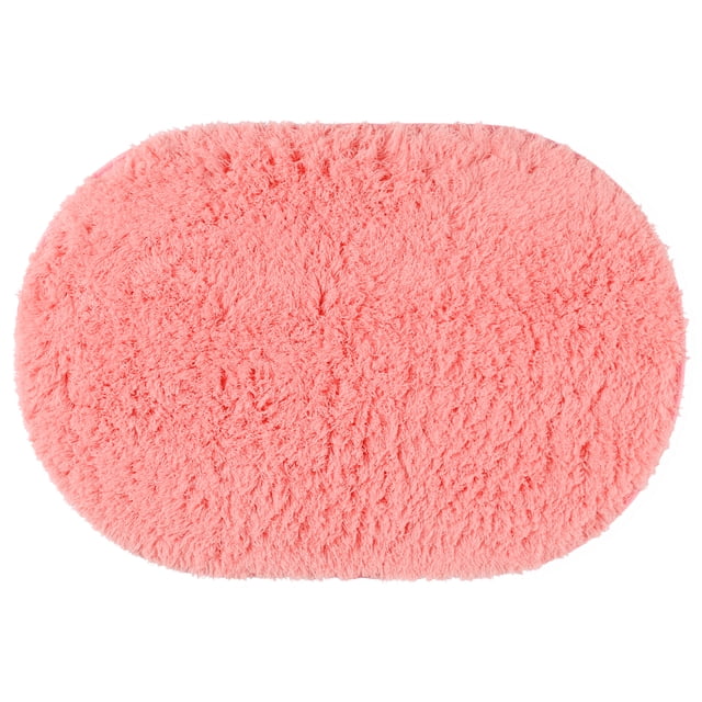REGALWOVEN Oval Shaggy Bathroom Rugs Absorbent Soft Bathroom Mat Red 16" x 24"