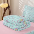 thumbnail image 5 of Erosebridal Cartoon Rainbow Zipper Full Size Comforter Sets with Fitted Sheet and 2 Pillowcases, Kawaii Love Heart Zipper Bedding Set, Pink Reversible, Mint Rainbow, Pink Reversible, 5 of 7