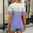thumbnail image 4 of YUGYXL Summer Henley Shirts for Women Patchwork Short Sleeve Tunics Blouses V Neck Puff Sleeve Tops Purple M, 4 of 6