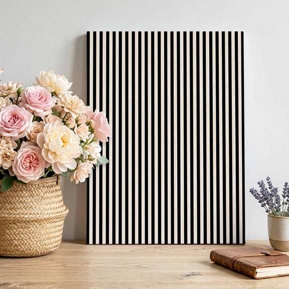 Canvas Wall Art Simple White Striped Canvas Art Print Black Stripe Vintage Linen Texture Pictures Wall Decor for Living Room Bedroom Artwork Decorations Stretched Framed Ready to Hang 11"x14"