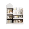 thumbnail image 5 of White Kids Wooden Bookshelf Toy Storage Organizer with Bookcase, Kid's Bin Storage Unit with 6 Compartments 2 Baskets Bins Toys Box Organizer, Children Multi Shelf Cubby for Books, Toys Shelf, 5 of 7