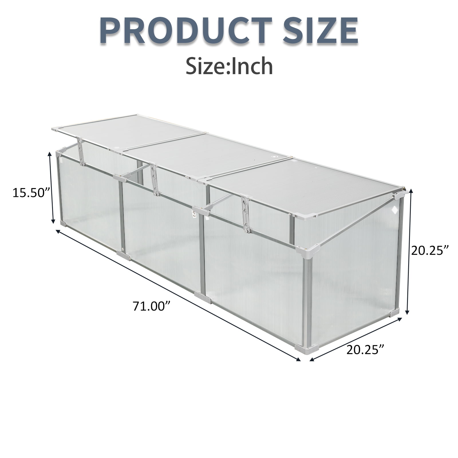 Greenhouse with Polycarbonate Panels and Aluminum Frame, Portable Outdoor Plant House and Garden Shelter with Openable Top for Winter Protection, Silver