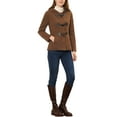 thumbnail image 2 of Unique Bargains Women's Winter Outwear Hooded Zip Up Button Toggle Pea Coat L Dark Brown, 2 of 6