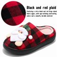 thumbnail image 3 of BERANMEY Christmas Slippers for Women and Men Black Red Plaid Santa Claus Pattern House Slippers with Plush Lining & Thick Sole Festive His & Hers Indoor Home Shoes, 3 of 9