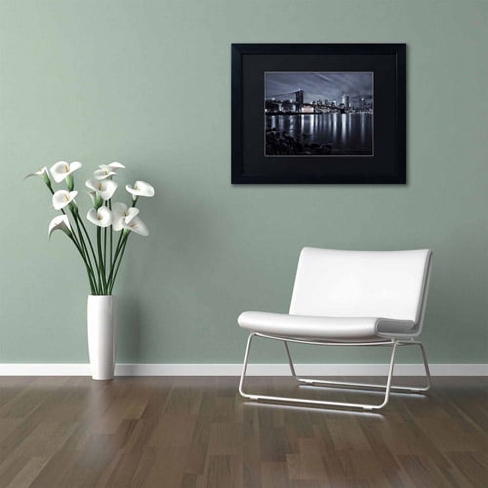 Trademark Fine Art "Jane's Carousel, Brooklyn Bridge" Canvas Art by David Ayash, Black Matte, Black Frame