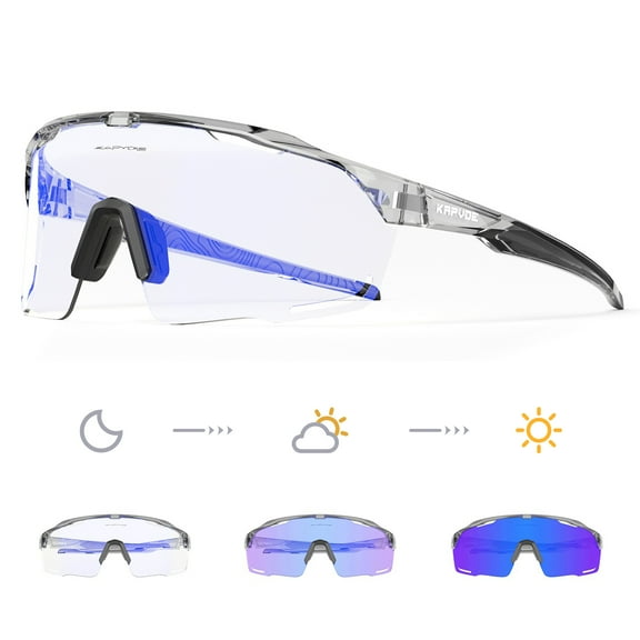 Kapvoe Photochromic Cycling Sunglasses for Men Blue Photochromic Golden Glasses UV400 MTB Bicycle Goggles Eyewear Sports