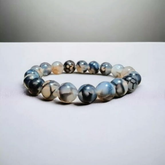 K-KED Dragon Vein Agate Bracelet 10mm Natural Stones Stretch Crystals Reiki Healing