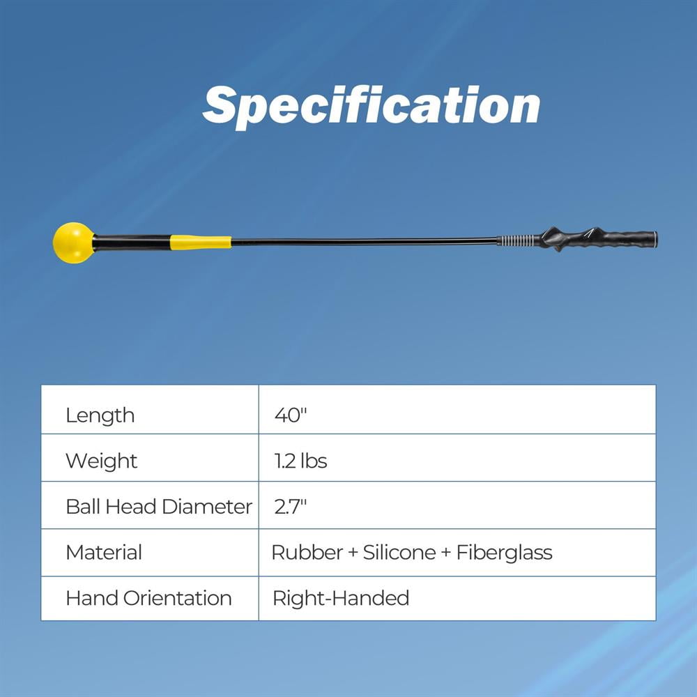 Topcobe 40 Inch Golf Swing Trainer Aid with Weighted Head for Grip Rhythm Balance-Yellow, Indoor Sports Equipment