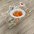 thumbnail image 2 of Ambesonne Trippy Place Mats Set of 4, Pastel Mushroom Garden Art, Standard Size, Orange Blue and Green, 2 of 5