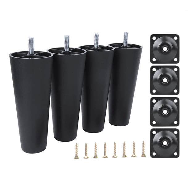 4 Uds Patas De Sofá Negro Mate PP Plástico M8 Tornillo Gabinete Pies Accesorios De Muebles
