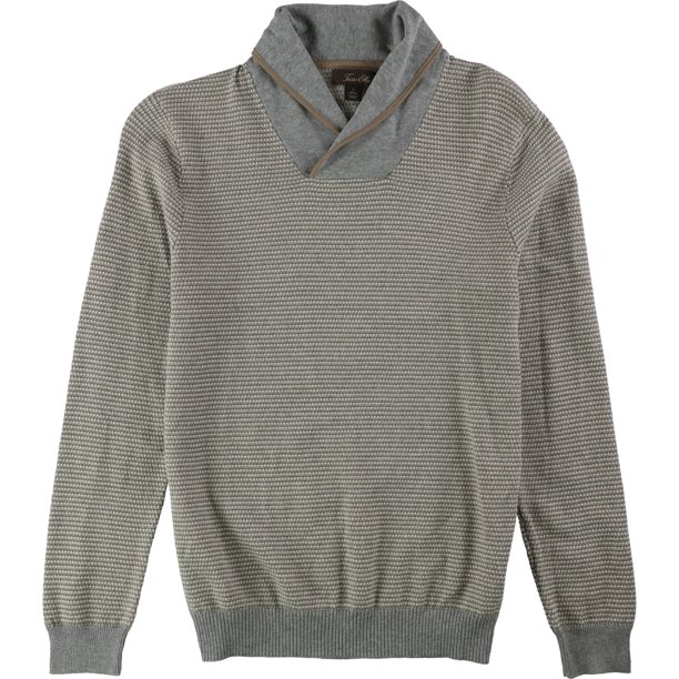 Tasso Elba suéter de punto de punto de arroz para hombre, gris, grande