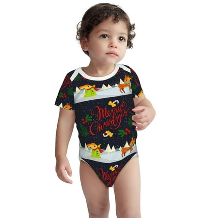 

Fotbe Merry Christmas Elk Pattern Unisex-baby Short-sleeve Bodysuit Short Sleeve Bodysuits One-piece 100% Organic Cotton for Infant Baby Boys Unisex-6 Months