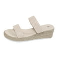 thumbnail image 1 of DAFEI Tassel Trim Sandals with Woven Straps Platform Wedge Heel Rope Sole Boho Toe Ring Slip On Sandals for Summer, 1 of 8