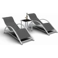 thumbnail image 2 of GloryStar Ensemble de 3 Chaises de Piscine Inclinables d'Extérieur, Chaises Longues en Osier avec Dossiers Réglables, Coussins Imperméables, Tables d'Appoint et Porte-Gobelets, 2 of 8