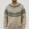 thumbnail image 2 of Babcutegg Mens Fair Isle Crewneck Sweater Long Sleeve Jacquard Knit Pullover Fall Winter Loose Casual Sweaters Size L, 2 of 5