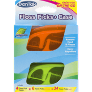 DenTek Floss Picks & Travel Case for On-the-Go, 4 Travel Cases with 6 Floss Picks Each