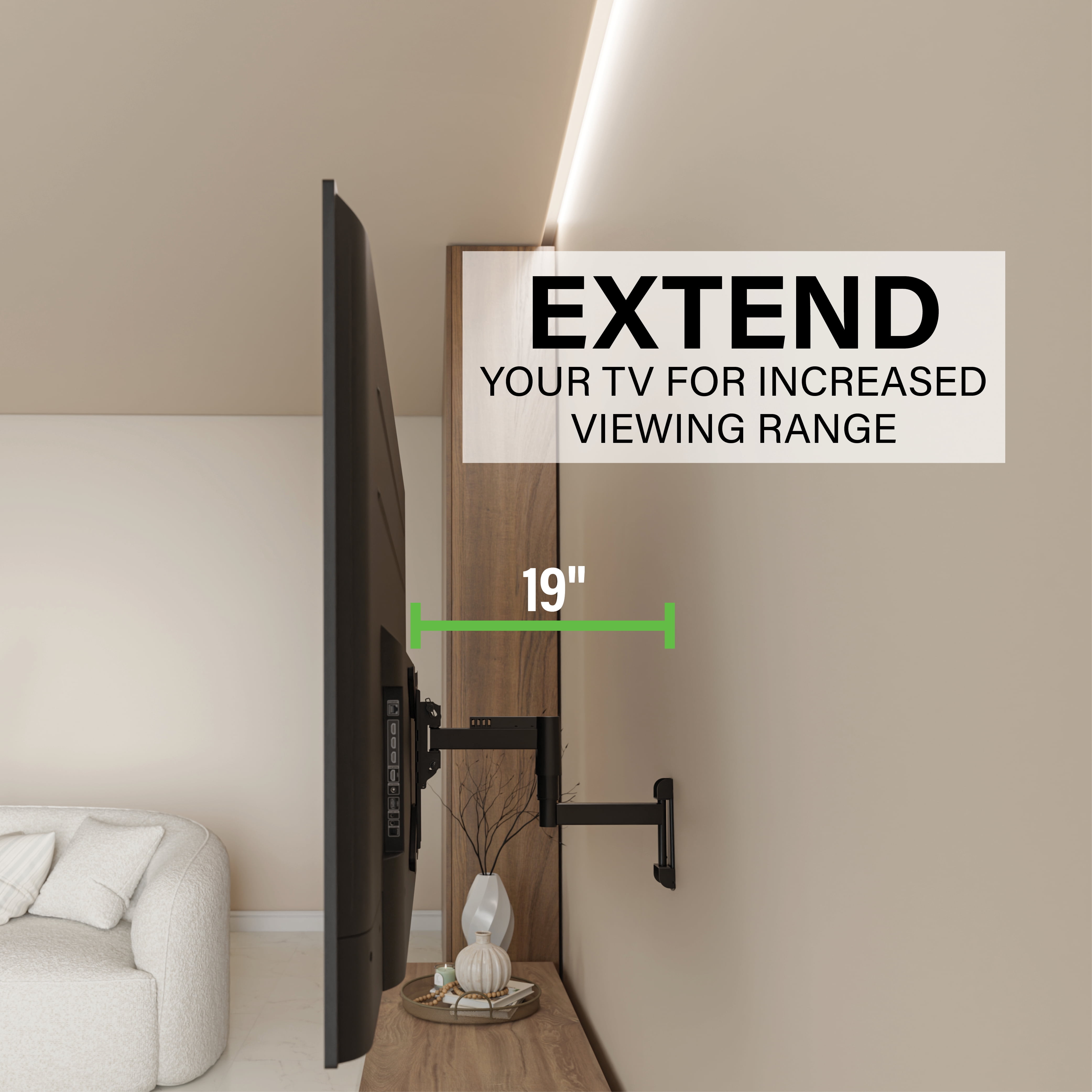 Sanus VuePoint Full-Motion TV Wall Mount for TVs 26"-65" up to 55 lbs – Height Adjust with Swivels, Tilts, and Extends up to 19" From the Wall