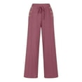 thumbnail image 5 of FAIWAD Women's Cotton Linen Pants Casual Elastic Waist Straight Leg Pants Baggy Solid Color Trousers with Pockets, 5 of 5
