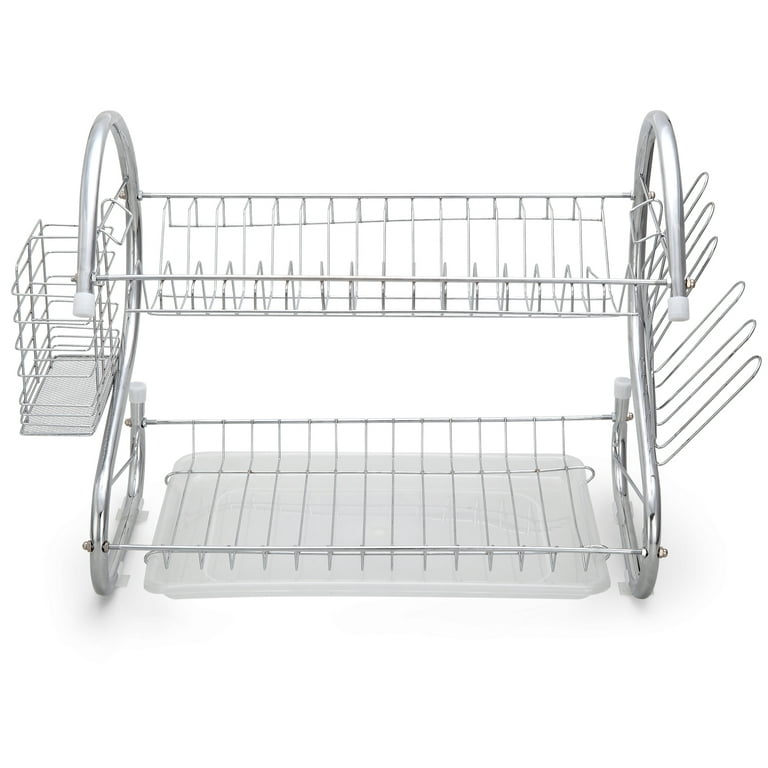  DUANFEE Dish Drying Rack - 2 Tier Small Dish Racks for Kitchen  Counter, Dish Drainer with Utensil Holder, Glass Holder and Drainboard,  Multifunctional Dish Dryer Rack(Black,Metal) : Everything Else