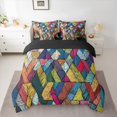 thumbnail image 2 of Homewish Teens Abstract 3D Stripes 7-Piece Twin Bedding Sets,Colorful Geometric Lines Bedding Comforter Set,Retro Vintage Breathable Sheet Sets,Luxury Bedroom Decor,Reversible, 2 of 8
