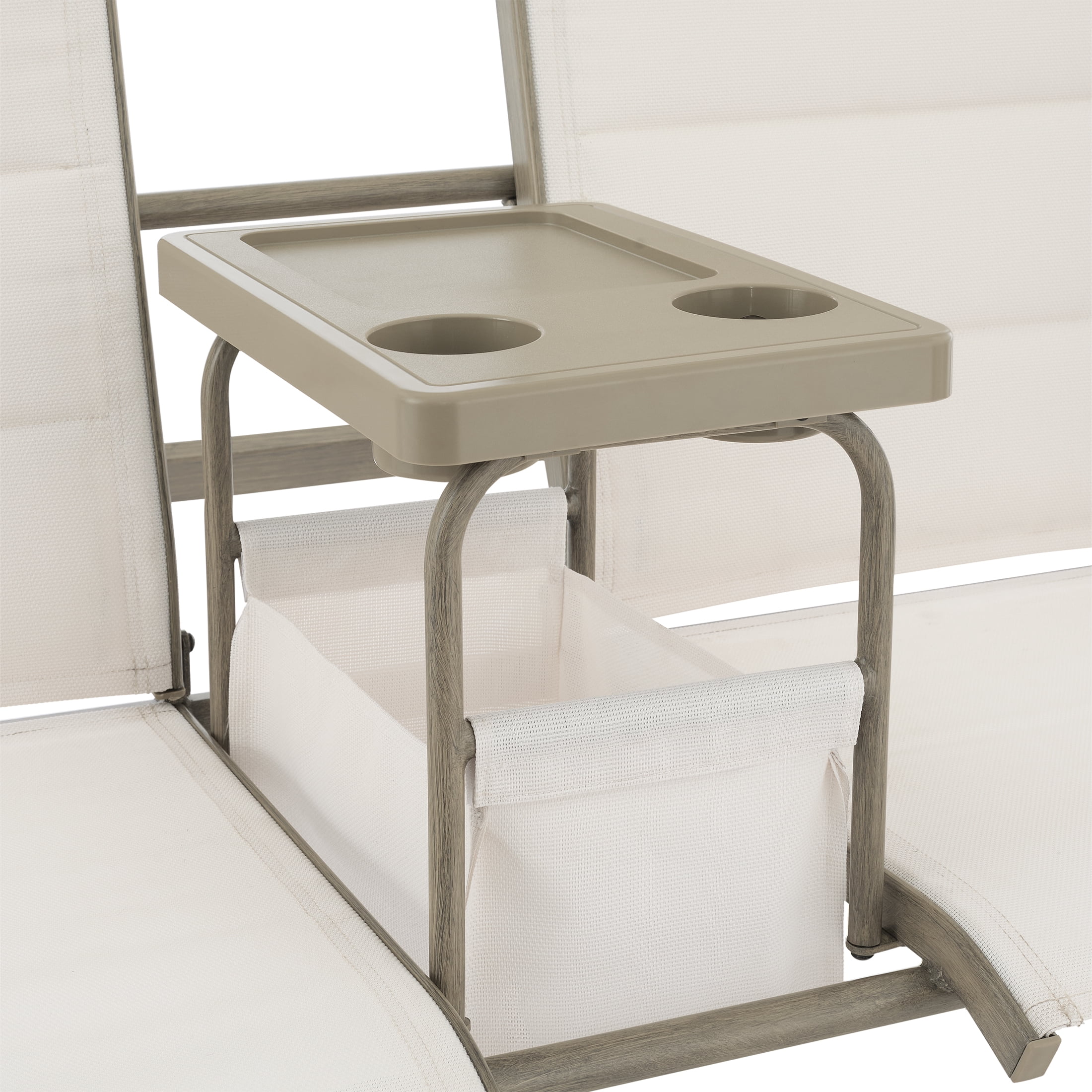 Mainstays Cobble Hill 2-Seat Steel Canopy Porch Swing with Centre Table, Cream