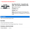 thumbnail image 2 of Rear Brake Pad Set - Compatible with 2000 - 2013 Chevy Suburban 2500 2001 2002 2003 2004 2005 2006 2007 2008 2009 2010 2011 2012, 2 of 2