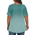 thumbnail image 5 of UoCefik Plus Size Tops for Women Summer Floral Print Tunic Spring Tops V Neck Short Sleeve Shirts Dressy Casual Blouse Cyan L, 5 of 5
