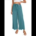 thumbnail image 2 of Pantalones de y Algodón para Mujer, Informales, de Verano, para Playa, con Cordón, Holgados, de Pierna y Bolsillos. Azul y Verde XL, 2 of 9