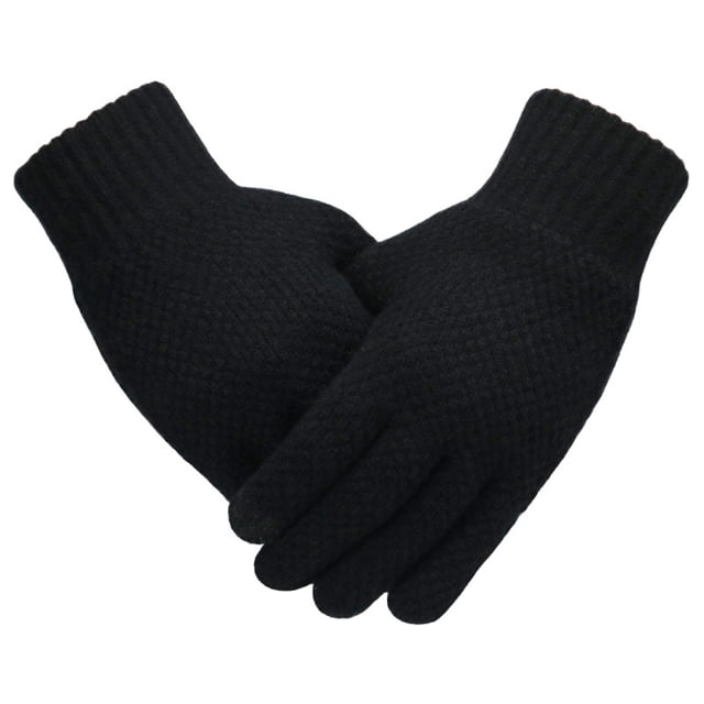 Men's Winter Solid Color Knitted Warm Gloves with T-ouch Screen