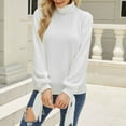 thumbnail image 4 of IROINNID Womens Sweater Turtleneck Pullover Sweater Solid Color Casual Mid-Length Long Sleeve Tops Blouse Knitted Sweater, 4 of 5