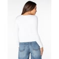 thumbnail image 2 of Celebrity Pink Women's Long Sleeve Square Neck Rib Top, Size XS-XXXL, 2 of 7