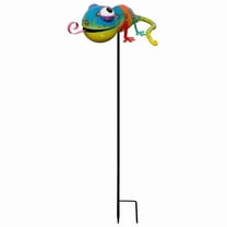 Continental Art Center 194050BS Colorful Enameled Metal Lizard Statue Stake - Blue
