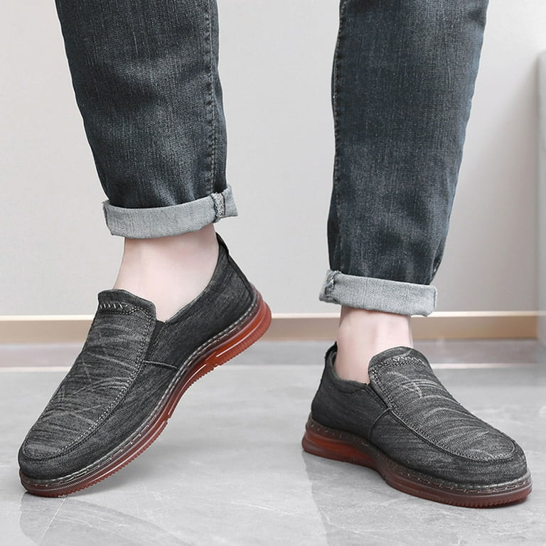 Wotryit Mens Shoes Summer Men Casual Shoes Flat Bottom Thick Sole Non Solid Canvas Upper On Comfortable and Simple Running Shoes for Men Shoes for